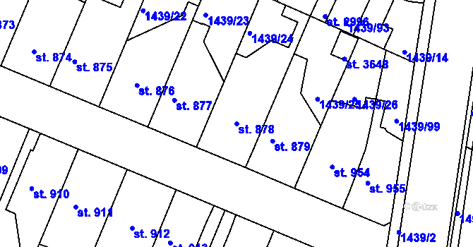 Parcela st. 878 v KÚ Nymburk, Katastrální mapa
