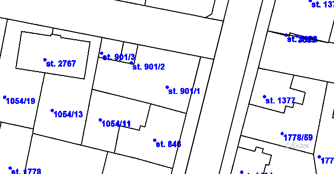 Parcela st. 901/1 v KÚ Nymburk, Katastrální mapa