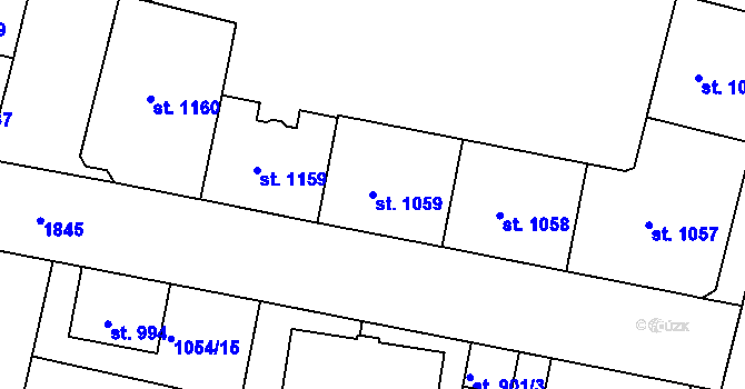Parcela st. 1059 v KÚ Nymburk, Katastrální mapa