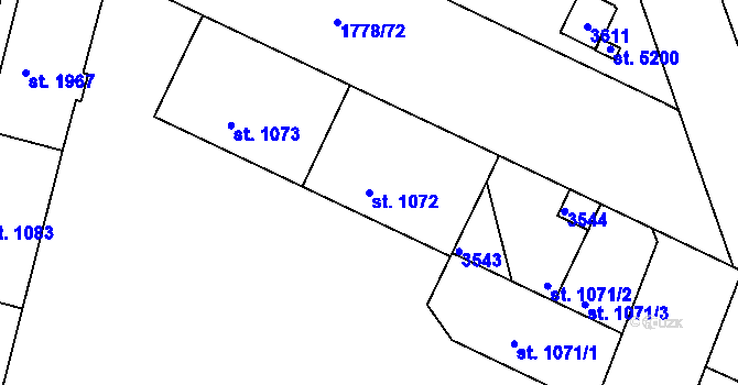 Parcela st. 1072 v KÚ Nymburk, Katastrální mapa
