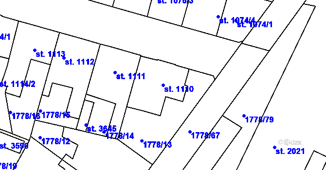 Parcela st. 1110 v KÚ Nymburk, Katastrální mapa
