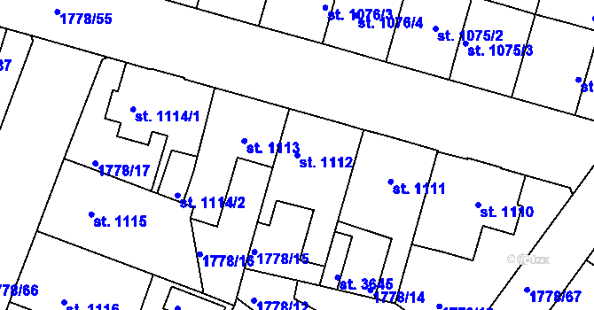 Parcela st. 1112 v KÚ Nymburk, Katastrální mapa