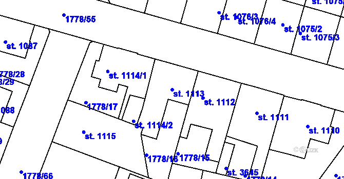Parcela st. 1113 v KÚ Nymburk, Katastrální mapa