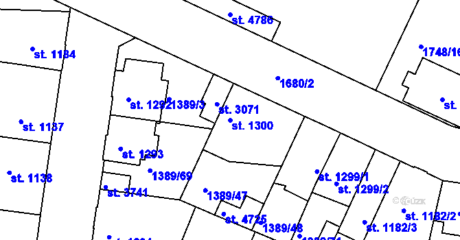 Parcela st. 1300 v KÚ Nymburk, Katastrální mapa