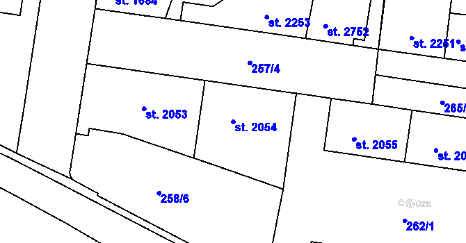 Parcela st. 2054 v KÚ Nymburk, Katastrální mapa