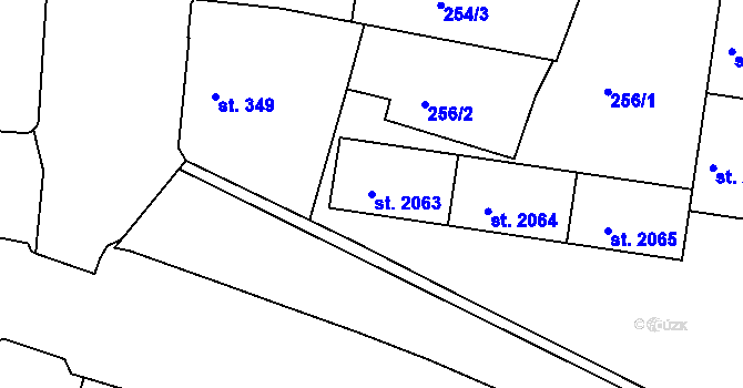 Parcela st. 2063 v KÚ Nymburk, Katastrální mapa