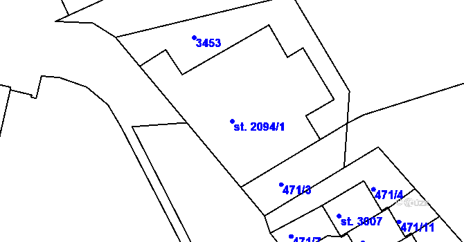 Parcela st. 2094/1 v KÚ Nymburk, Katastrální mapa