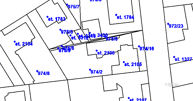 Parcela st. 2106 v KÚ Nymburk, Katastrální mapa