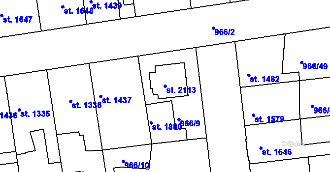 Parcela st. 2113 v KÚ Nymburk, Katastrální mapa