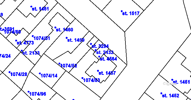 Parcela st. 2132 v KÚ Nymburk, Katastrální mapa
