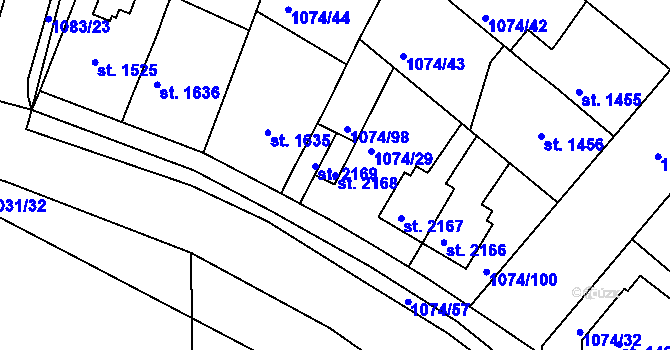 Parcela st. 2168 v KÚ Nymburk, Katastrální mapa