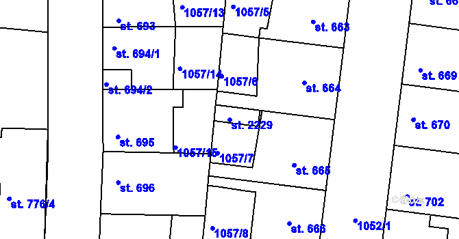 Parcela st. 2229 v KÚ Nymburk, Katastrální mapa