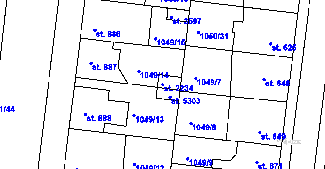 Parcela st. 2234 v KÚ Nymburk, Katastrální mapa