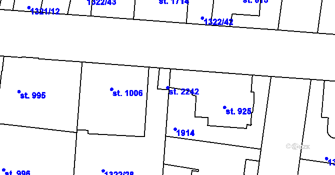 Parcela st. 2242 v KÚ Nymburk, Katastrální mapa