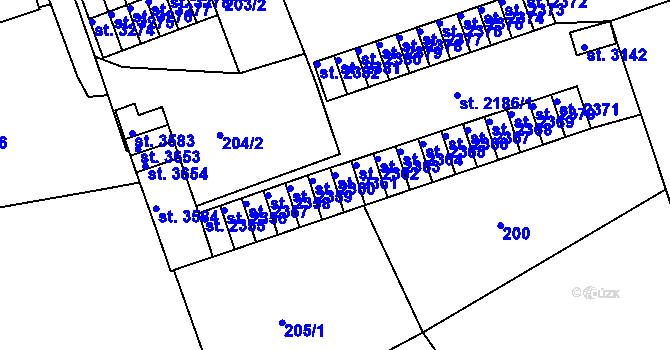 Parcela st. 2361 v KÚ Nymburk, Katastrální mapa