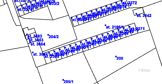 Parcela st. 2362 v KÚ Nymburk, Katastrální mapa