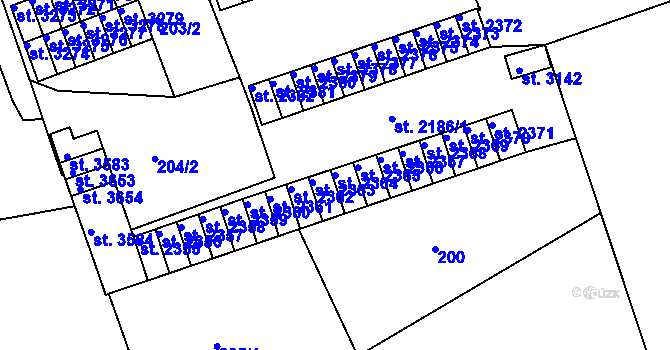 Parcela st. 2364 v KÚ Nymburk, Katastrální mapa