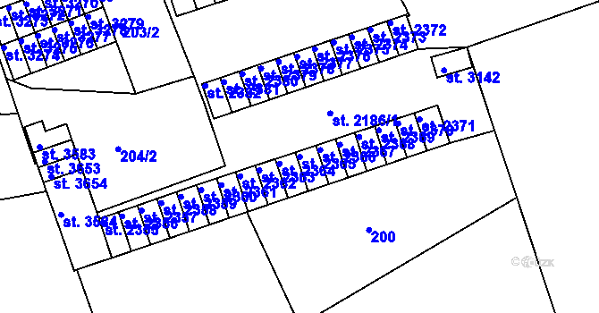 Parcela st. 2365 v KÚ Nymburk, Katastrální mapa
