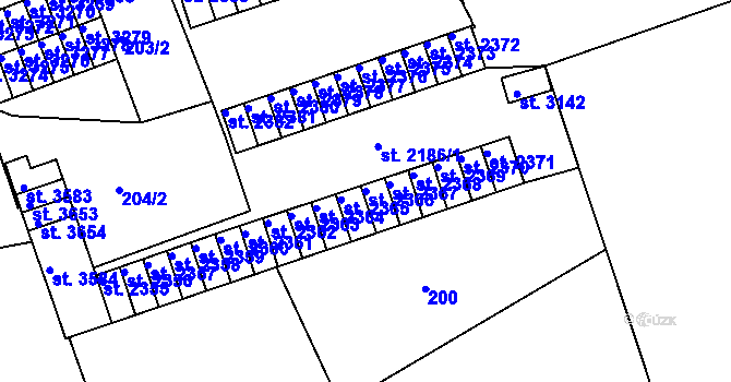 Parcela st. 2366 v KÚ Nymburk, Katastrální mapa