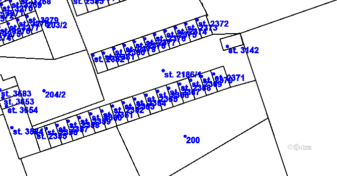 Parcela st. 2367 v KÚ Nymburk, Katastrální mapa