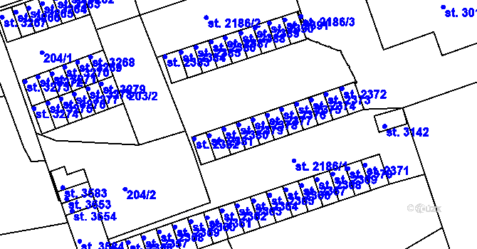 Parcela st. 2379 v KÚ Nymburk, Katastrální mapa
