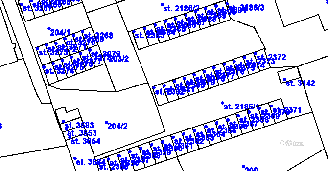 Parcela st. 2381 v KÚ Nymburk, Katastrální mapa