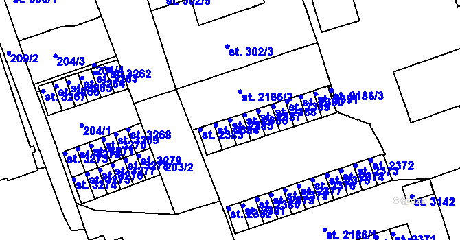 Parcela st. 2385 v KÚ Nymburk, Katastrální mapa