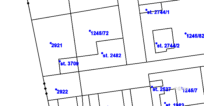 Parcela st. 2482 v KÚ Nymburk, Katastrální mapa