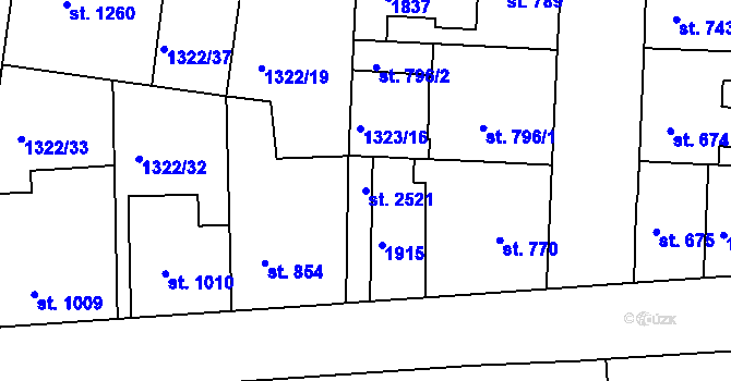 Parcela st. 2521 v KÚ Nymburk, Katastrální mapa