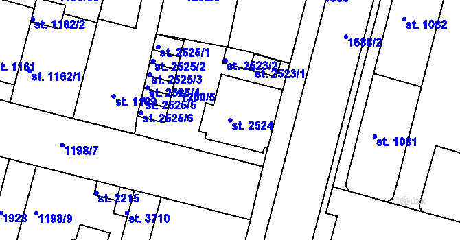 Parcela st. 2524 v KÚ Nymburk, Katastrální mapa