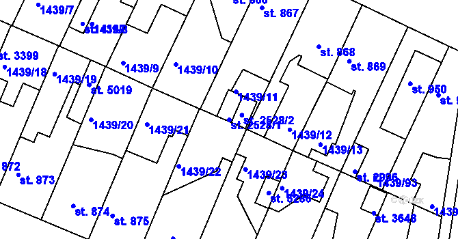 Parcela st. 2528/1 v KÚ Nymburk, Katastrální mapa
