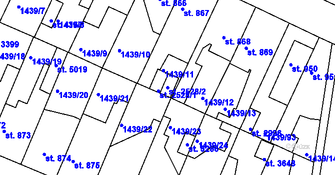 Parcela st. 2528/2 v KÚ Nymburk, Katastrální mapa