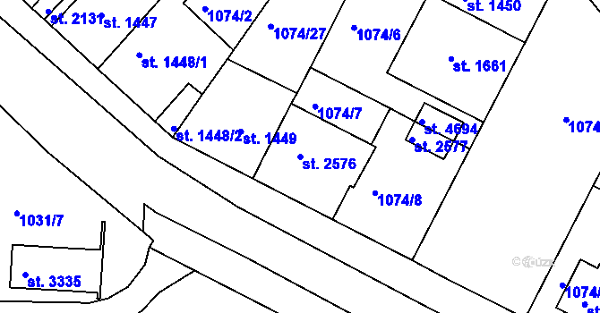 Parcela st. 2576 v KÚ Nymburk, Katastrální mapa