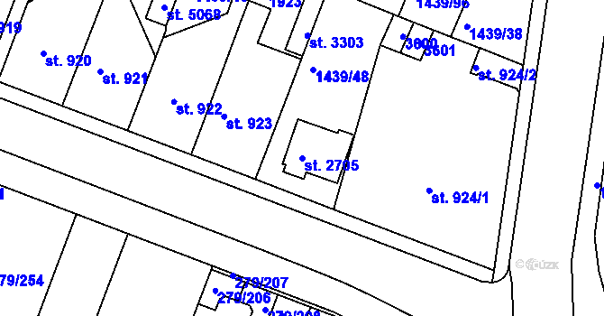 Parcela st. 2705 v KÚ Nymburk, Katastrální mapa