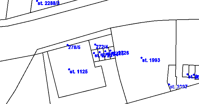 Parcela st. 2724 v KÚ Nymburk, Katastrální mapa