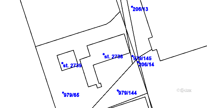 Parcela st. 2738 v KÚ Nymburk, Katastrální mapa