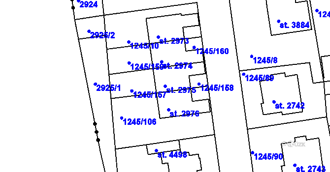 Parcela st. 2975 v KÚ Nymburk, Katastrální mapa