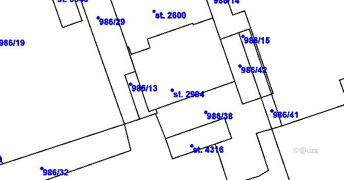 Parcela st. 2994 v KÚ Nymburk, Katastrální mapa