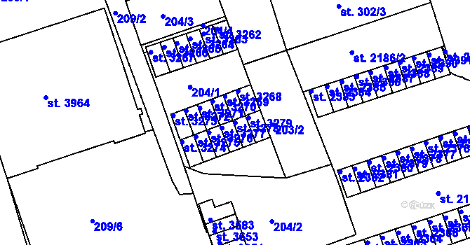 Parcela st. 3278 v KÚ Nymburk, Katastrální mapa