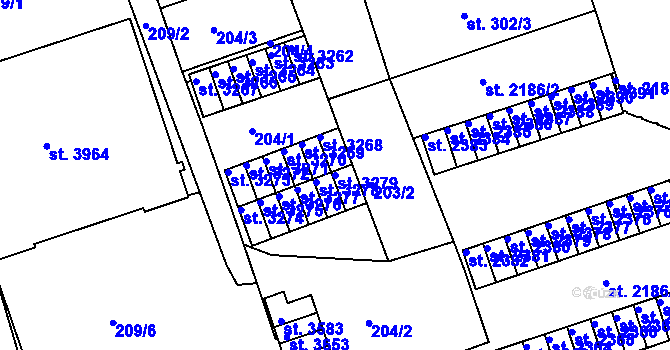 Parcela st. 3279 v KÚ Nymburk, Katastrální mapa