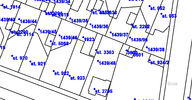 Parcela st. 3303 v KÚ Nymburk, Katastrální mapa