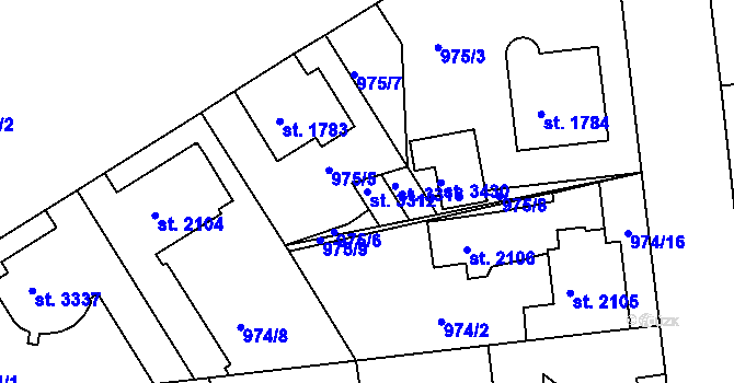 Parcela st. 3312 v KÚ Nymburk, Katastrální mapa