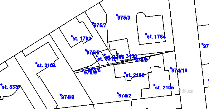 Parcela st. 3313 v KÚ Nymburk, Katastrální mapa