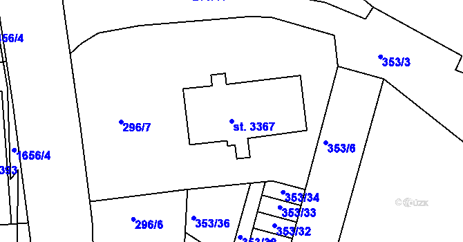 Parcela st. 3367 v KÚ Nymburk, Katastrální mapa