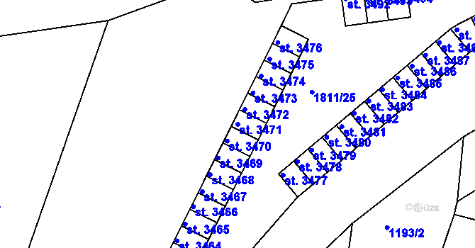 Parcela st. 3471 v KÚ Nymburk, Katastrální mapa
