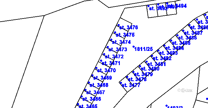 Parcela st. 3472 v KÚ Nymburk, Katastrální mapa