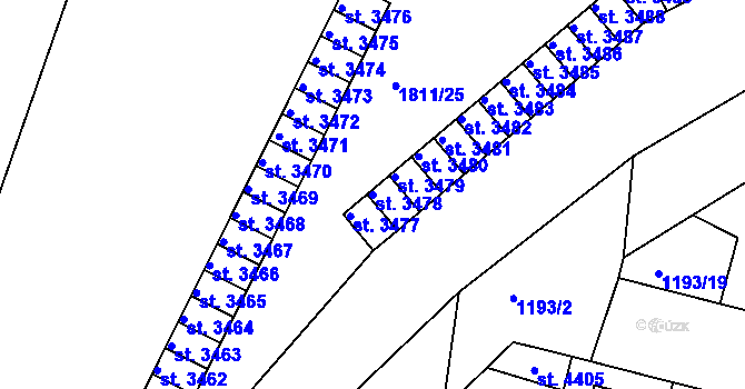Parcela st. 3478 v KÚ Nymburk, Katastrální mapa
