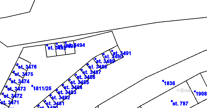 Parcela st. 3490 v KÚ Nymburk, Katastrální mapa