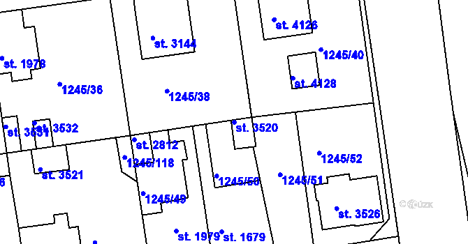 Parcela st. 3520 v KÚ Nymburk, Katastrální mapa