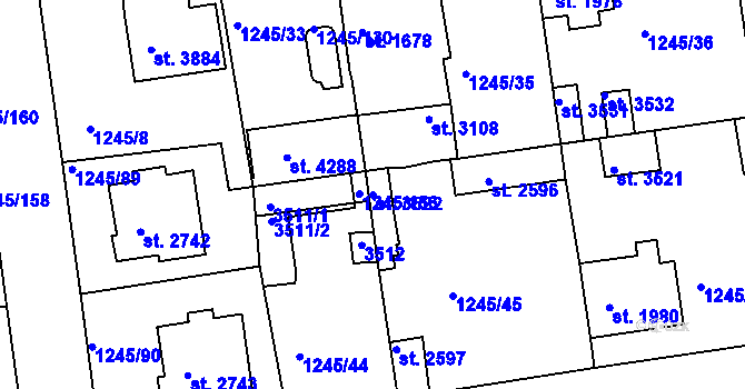 Parcela st. 3522 v KÚ Nymburk, Katastrální mapa